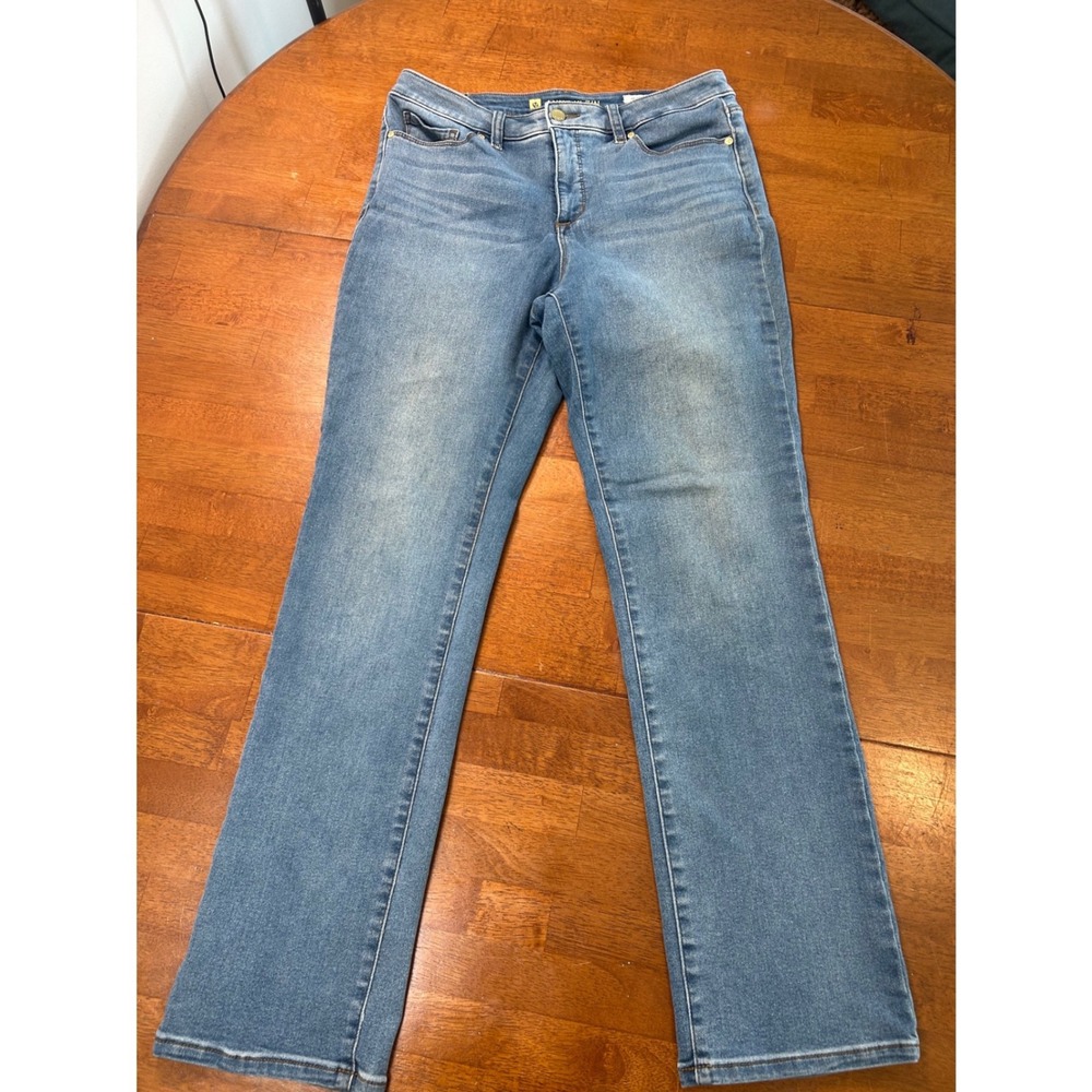 Anne Klein Jeans Womens 10 Blue Straight Leg Denim Pants Stretch Medium Wash